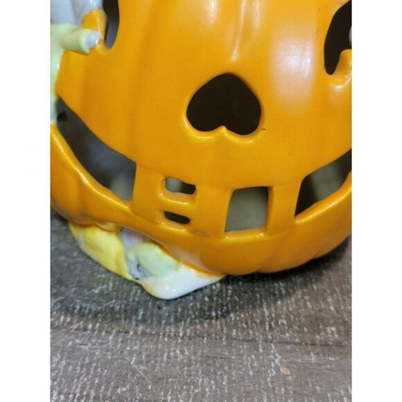 Ceramic tealight Jack O'Lantern mouse mice Halloween home decor figure - Picture 3 of 7